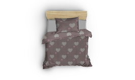 L'essentiel linge de maison Herz - Juego de funda de edredón individual Dusty Rose